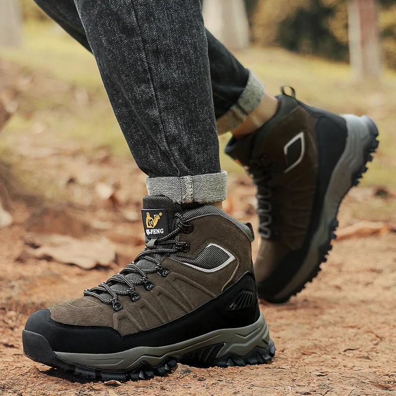 ⏰ 70% OFF Limited Time – Men's Warm Orthopedic Hiking Work Boots – Non-Slip All-Terrain Grip, Impact & Puncture Resistant, Wide Toe Arch Ankle Support, For Multiple Occasions